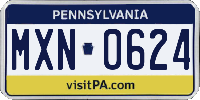 PA license plate MXN0624