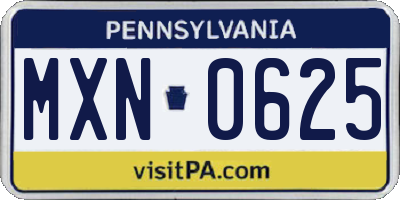 PA license plate MXN0625