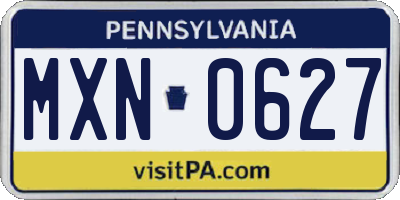 PA license plate MXN0627