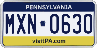 PA license plate MXN0630