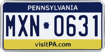 PA license plate MXN0631