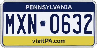 PA license plate MXN0632