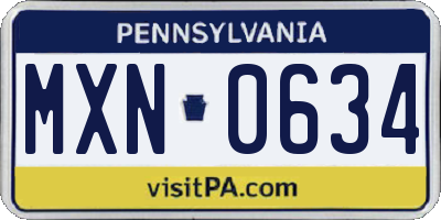 PA license plate MXN0634