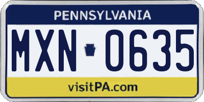 PA license plate MXN0635