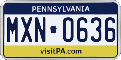 PA license plate MXN0636