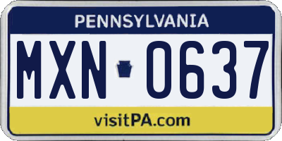 PA license plate MXN0637