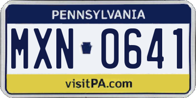 PA license plate MXN0641