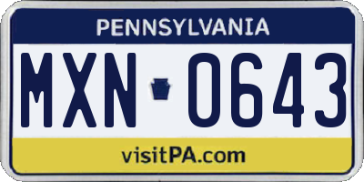 PA license plate MXN0643