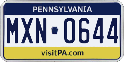 PA license plate MXN0644