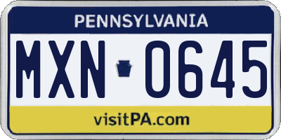 PA license plate MXN0645