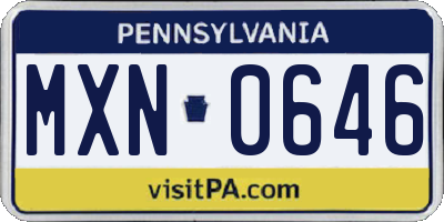 PA license plate MXN0646