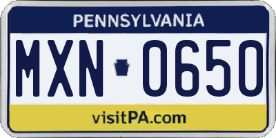 PA license plate MXN0650