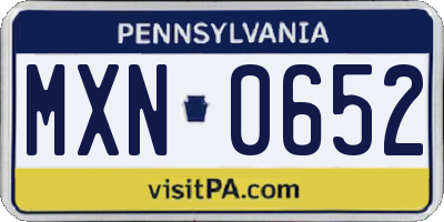 PA license plate MXN0652