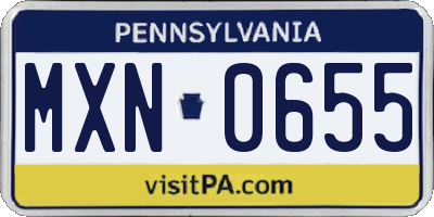 PA license plate MXN0655