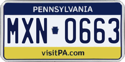 PA license plate MXN0663