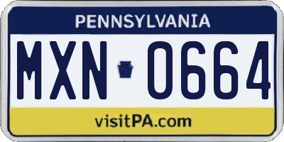 PA license plate MXN0664