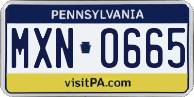 PA license plate MXN0665