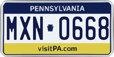 PA license plate MXN0668