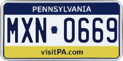 PA license plate MXN0669