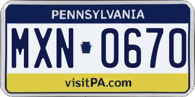 PA license plate MXN0670