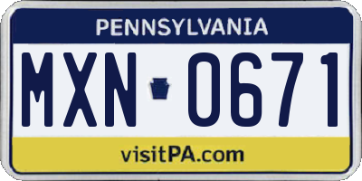 PA license plate MXN0671