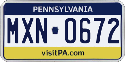 PA license plate MXN0672