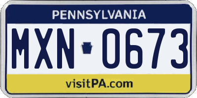 PA license plate MXN0673