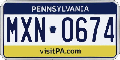 PA license plate MXN0674