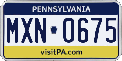 PA license plate MXN0675
