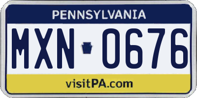 PA license plate MXN0676