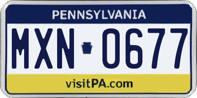 PA license plate MXN0677