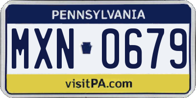 PA license plate MXN0679