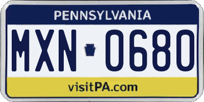 PA license plate MXN0680