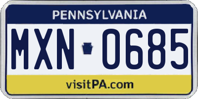 PA license plate MXN0685