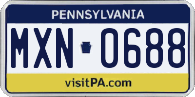 PA license plate MXN0688