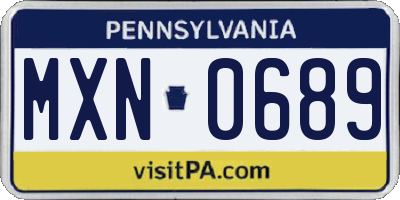 PA license plate MXN0689