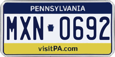 PA license plate MXN0692