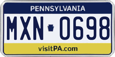 PA license plate MXN0698