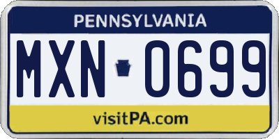 PA license plate MXN0699