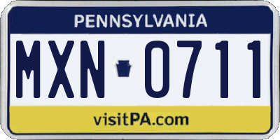 PA license plate MXN0711