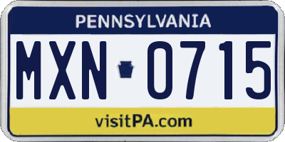 PA license plate MXN0715