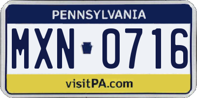 PA license plate MXN0716