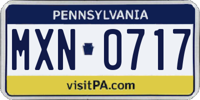PA license plate MXN0717