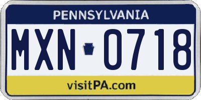 PA license plate MXN0718