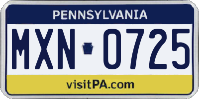 PA license plate MXN0725