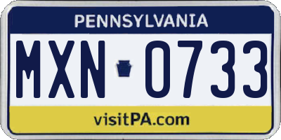 PA license plate MXN0733