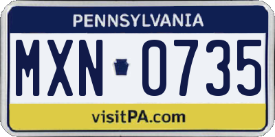 PA license plate MXN0735