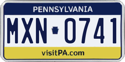PA license plate MXN0741
