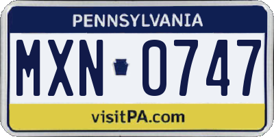 PA license plate MXN0747