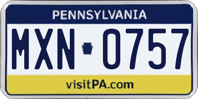 PA license plate MXN0757